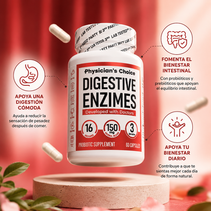 Digestive Enzimes 60 capsulas: Ayuda a digerir comidas más fácilmente.