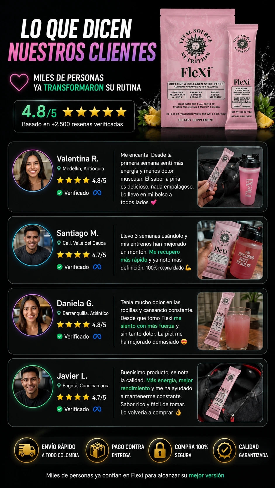 Recopilación de opiniones de clientes sobre FLEXI.